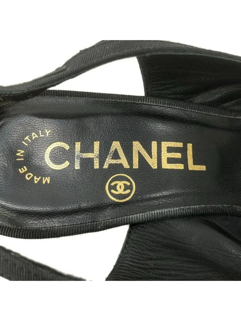 Chanel Sandals Black Ribbon CC Logo Lambskin